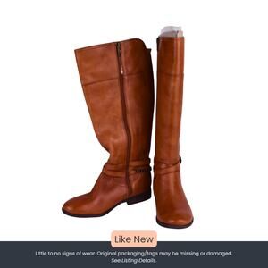 Marc Fisher Women's Leather Knee-High Riding Boot – Cognac Brown – Size 7M